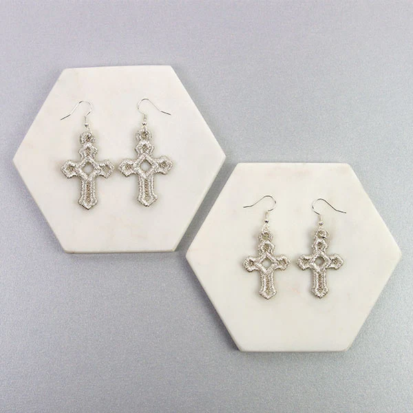 Blessed Cross Earrings (Miniature Lace) - Image 2