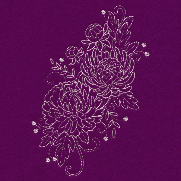 Blissful Chrysanthemum Spray (Whitework) - Image 2