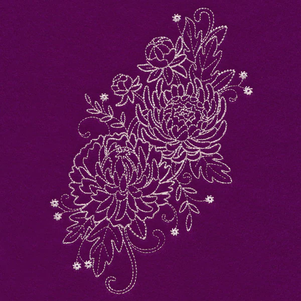 Blissful Chrysanthemum Spray (Whitework) - Image 3