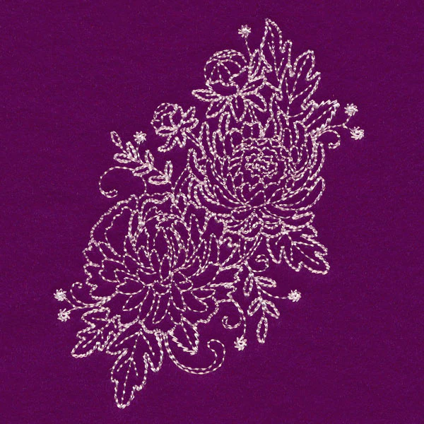 Blissful Chrysanthemum Spray (Whitework) - Image 4
