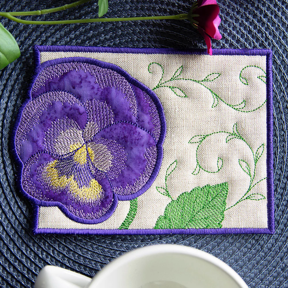 Bloom Mug Rug - Pansy (In-the-Hoop) - Image 3