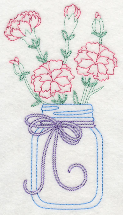 Blooming Carnations in Mason Jar (Vintage)