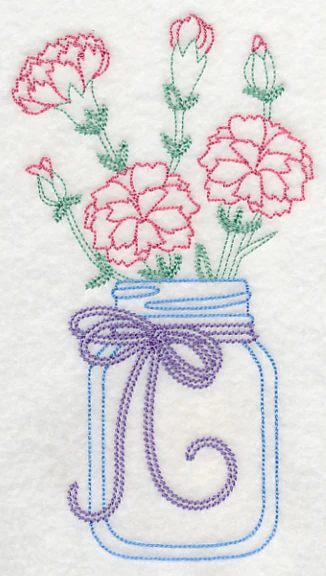 Blooming Carnations in Mason Jar (Vintage) - Image 2