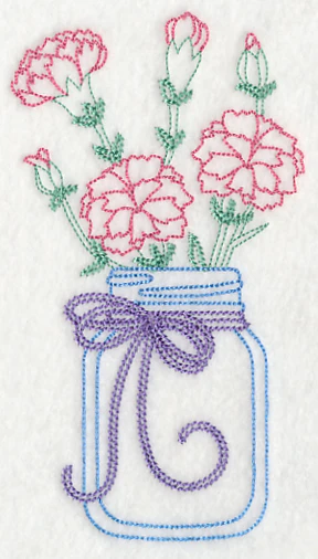 Blooming Carnations in Mason Jar (Vintage) - Image 3
