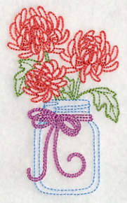 Blooming Chrysanthemums in Mason Jar (Vintage) - Image 4