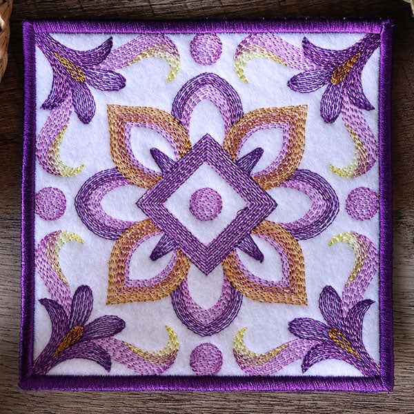 Blooming Color Theory Square Coaster (In-the-Hoop) - Image 5