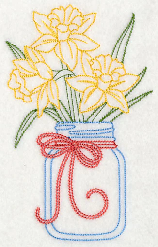 Blooming Daffodils in Mason Jar (Vintage) - Image 3