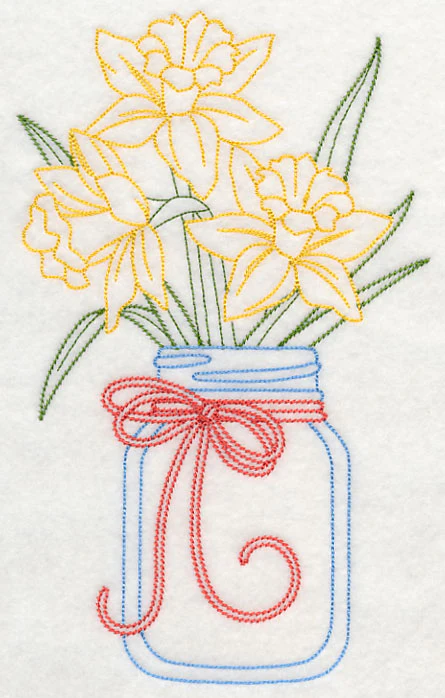 Blooming Daffodils in Mason Jar (Vintage) - Image 5