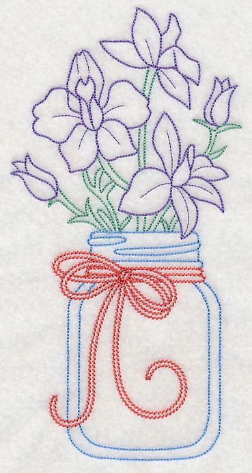 Blooming Larkspurs in Mason Jar (Vintage)