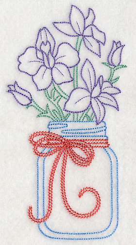 Blooming Larkspurs in Mason Jar (Vintage) - Image 3