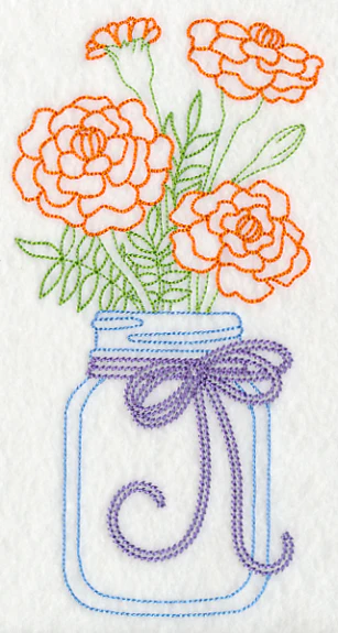 Blooming Marigolds in Mason Jar (Vintage) - Image 2