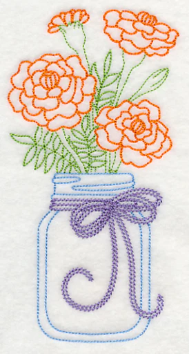 Blooming Marigolds in Mason Jar (Vintage) - Image 3