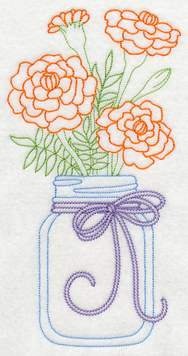 Blooming Marigolds in Mason Jar (Vintage) - Image 5