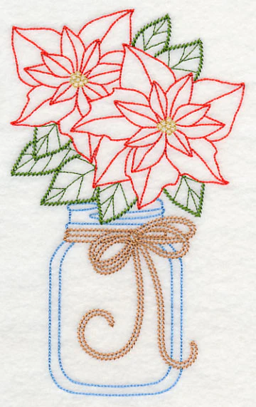 Blooming Poinsettias in Mason Jar (Vintage) - Image 2