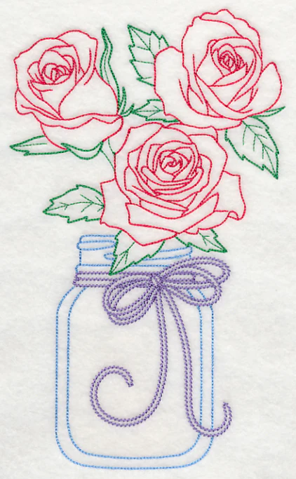 Blooming Roses in Mason Jar (Vintage)