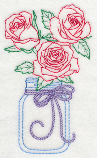 Blooming Roses in Mason Jar (Vintage) - Image 3