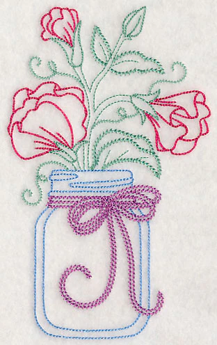 Blooming Sweet Peas in Mason Jar (Vintage) - Image 3