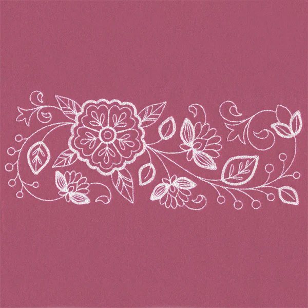 Blossoming Botanical Border (Whitework)