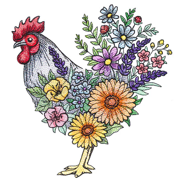 Blossoming Rooster in Flowers - Image 3