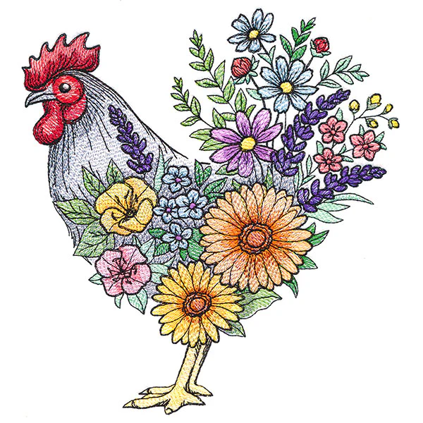 Blossoming Rooster in Flowers - Image 9