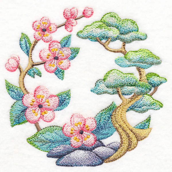 Blossoms and Bonsai Wreath in Watercolor - Image 4