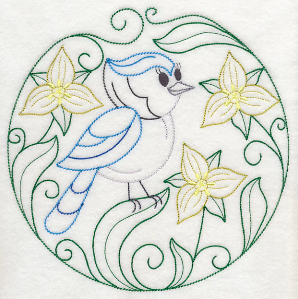 Blue Jay and Yellow Trillium (Vintage) - Image 6