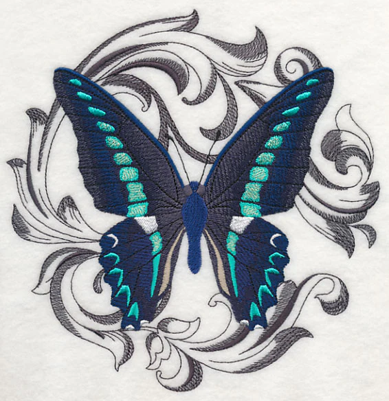 Blue Triangle with Baroque Background