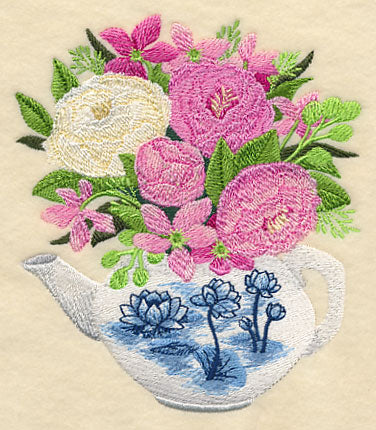 Blue Willow Tea - Pot with Flowers - Image 3