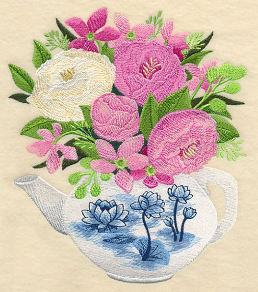 Blue Willow Tea - Pot with Flowers - Image 4