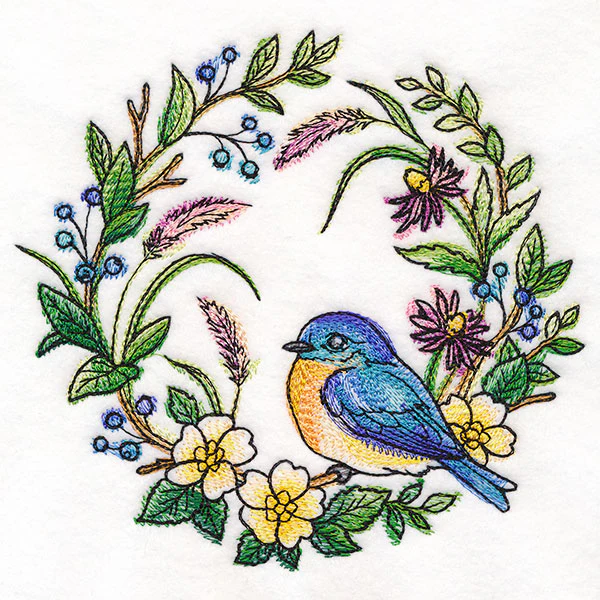 Bluebird in Flowers Wreath - Image 2