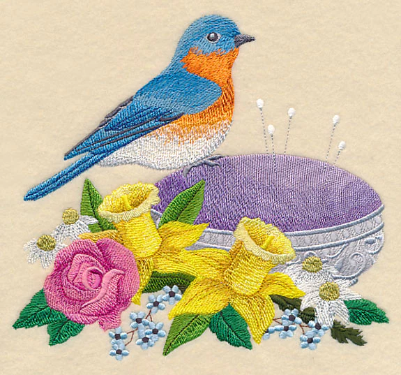 Bluebird on Antique Pincushion - Image 4