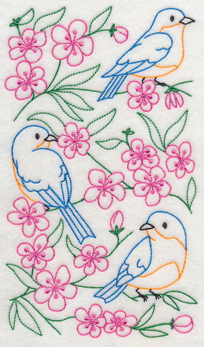 Bluebirds in Blossoms 1 (Vintage) - Image 2