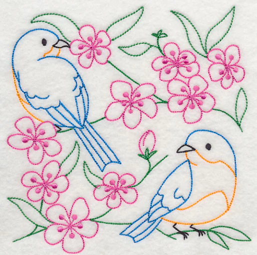 Bluebirds in Blossoms 2 (Vintage) - Image 2