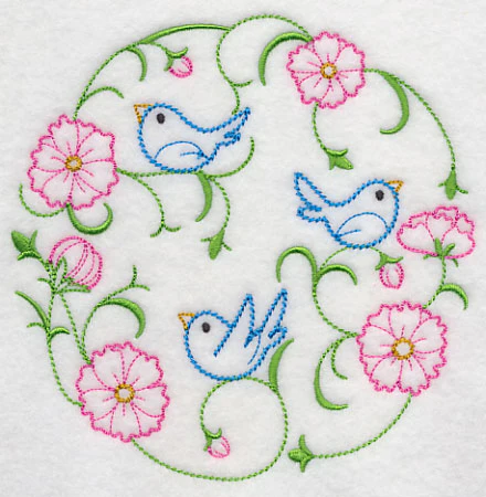 Bluebirds in the Cosmos (Vintage) - Image 3