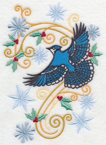 Bluejay with Snowy Flourish - Image 3