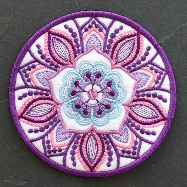 Bohemian Kaleidoscope Flower Coaster (In-the-Hoop) - Image 9