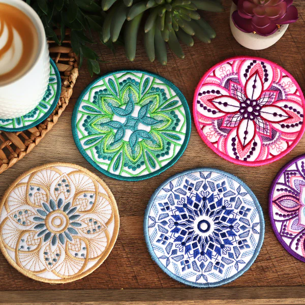 Bohemian Kaleidoscope Mandala Coaster (In-the-Hoop) - Image 11