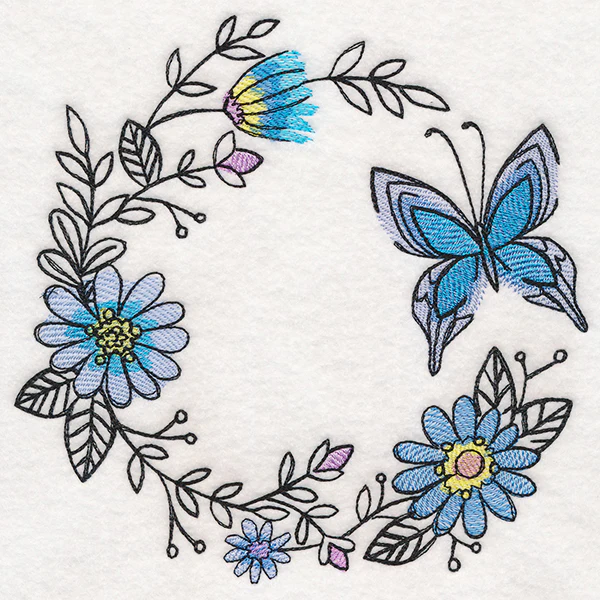 Botanical Blooms Butterfly Wreath in Watercolor - Image 2