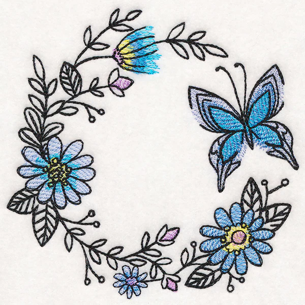 Botanical Blooms Butterfly Wreath in Watercolor - Image 4