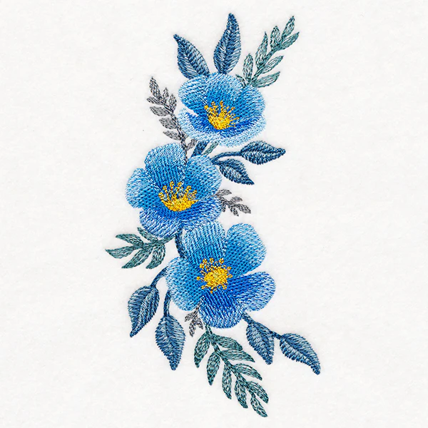 Botanical Blues Flower Spray in Watercolor - Image 4