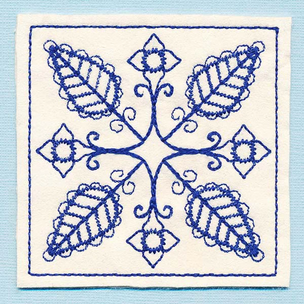Botanical Blues - Folk Flowers Coaster (In-the-Hoop) - Image 2