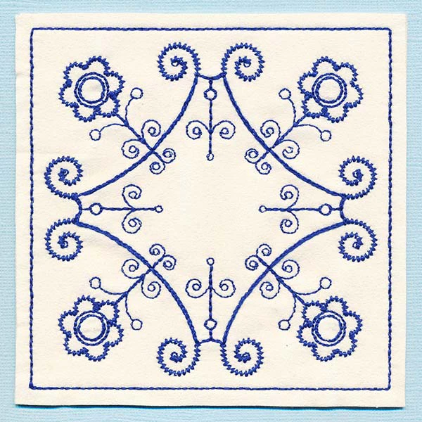 Botanical Blues - Ironwork Flowers Coaster (In-the-Hoop) - Image 3
