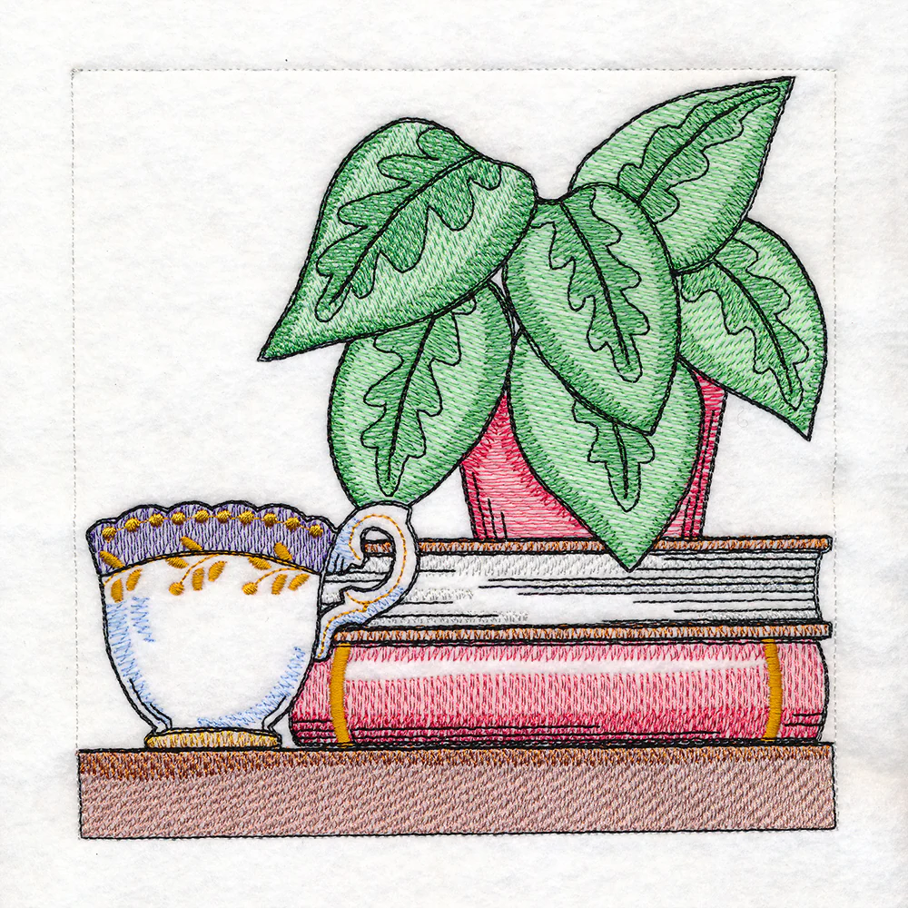Build a Crafty Bookshelf Quilt - Plant and Teacup - Image 3