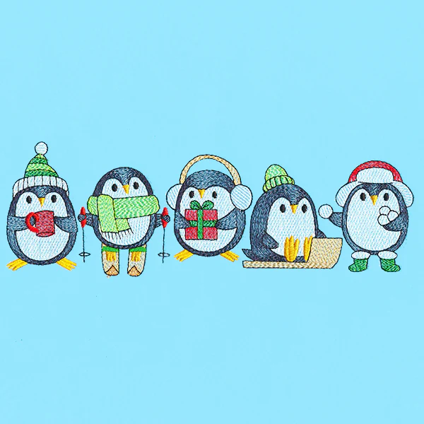Bundled-Up Penguin Border - Image 2