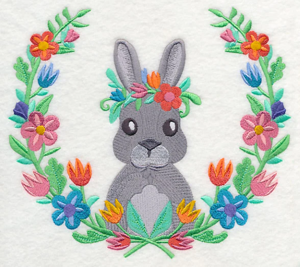 Bunny with Floral Laurel