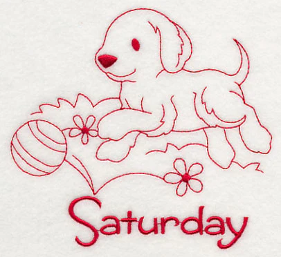 Busy Puppy on Saturday (Redwork) - Image 3