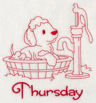 Busy Puppy on Thursday (Redwork) - Image 3