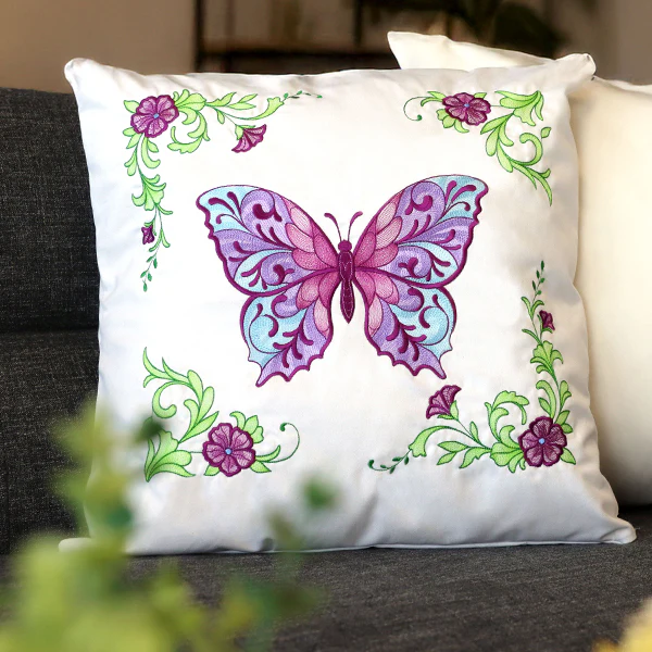 Butterfly & Flowers Pillow Pair - Image 6