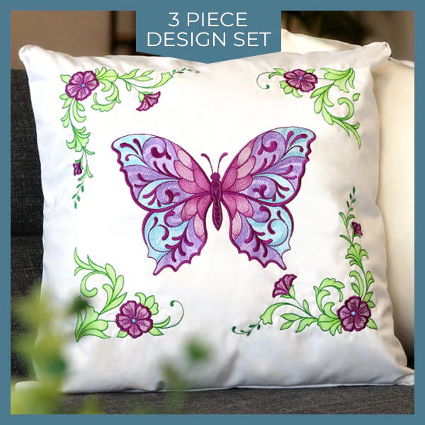 Butterfly & Flowers Pillow Pair - Image 7