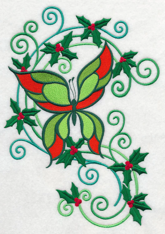 Butterfly with Holly Flourish - Image 4
